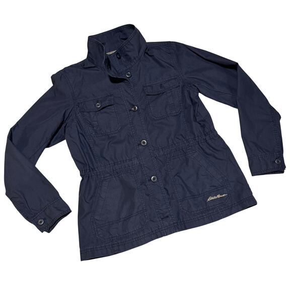 Eddie Bauer Women’s Petite M Navy Military Jacket Coastal Field Adjustable Waist - Picture 2 of 7